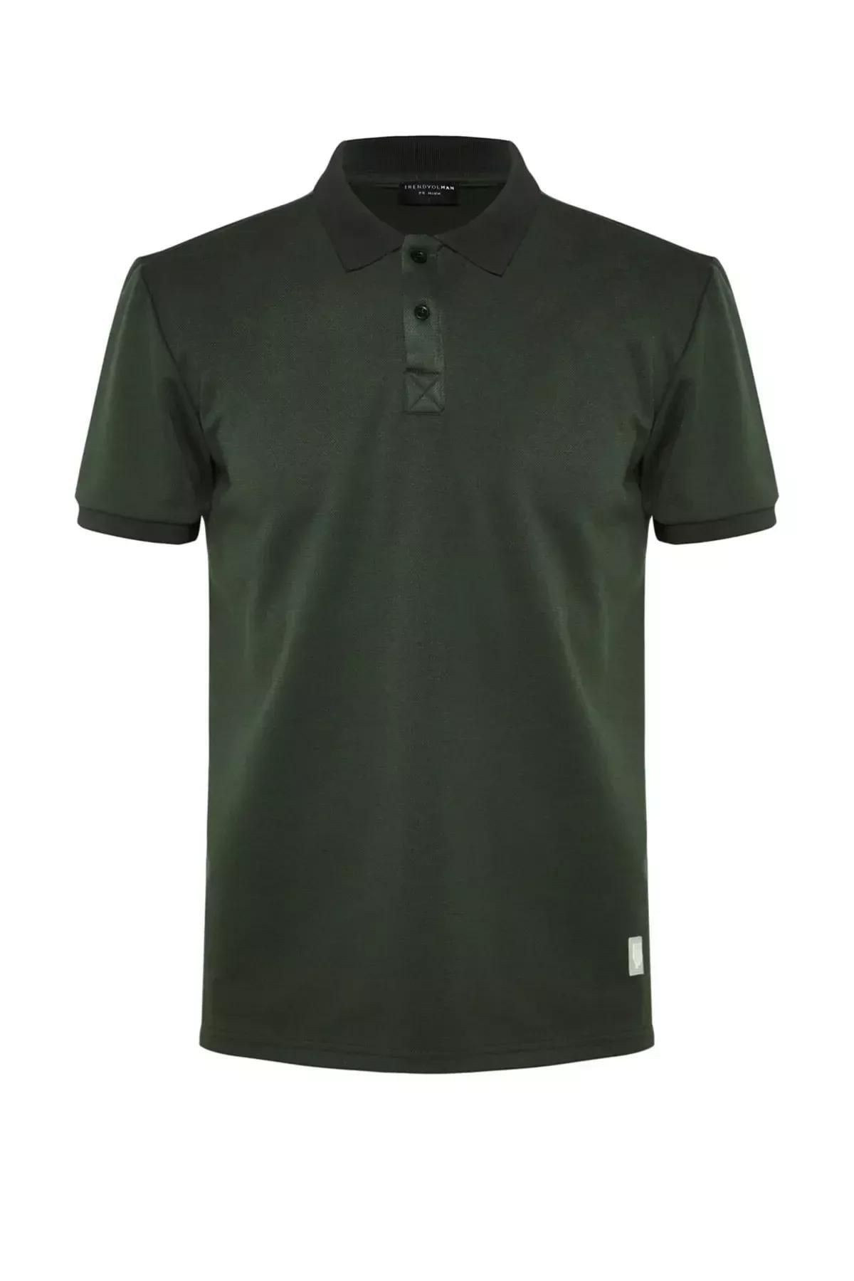 Khaki Fitted Polo T-Shirt, Khaki, large image number 6