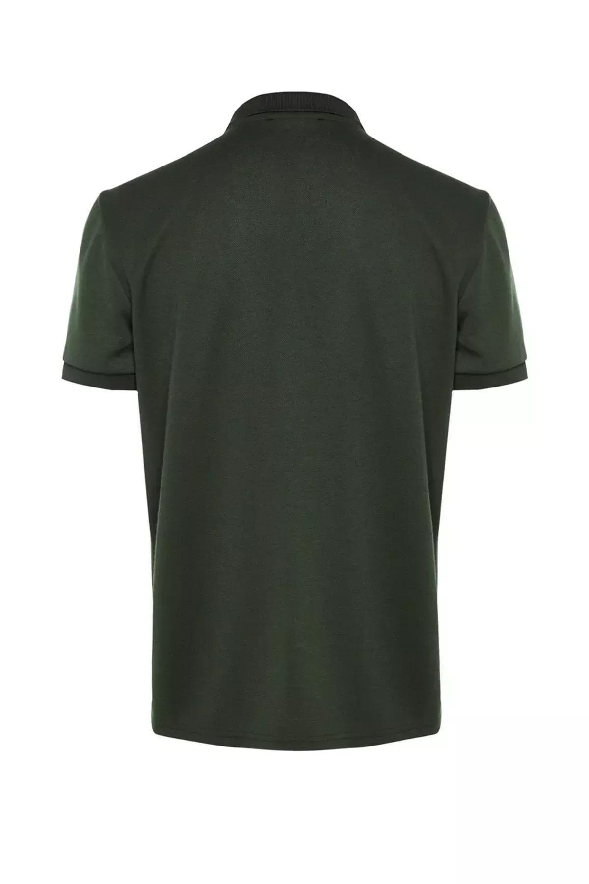 Khaki Fitted Polo T-Shirt, Khaki, large image number 8