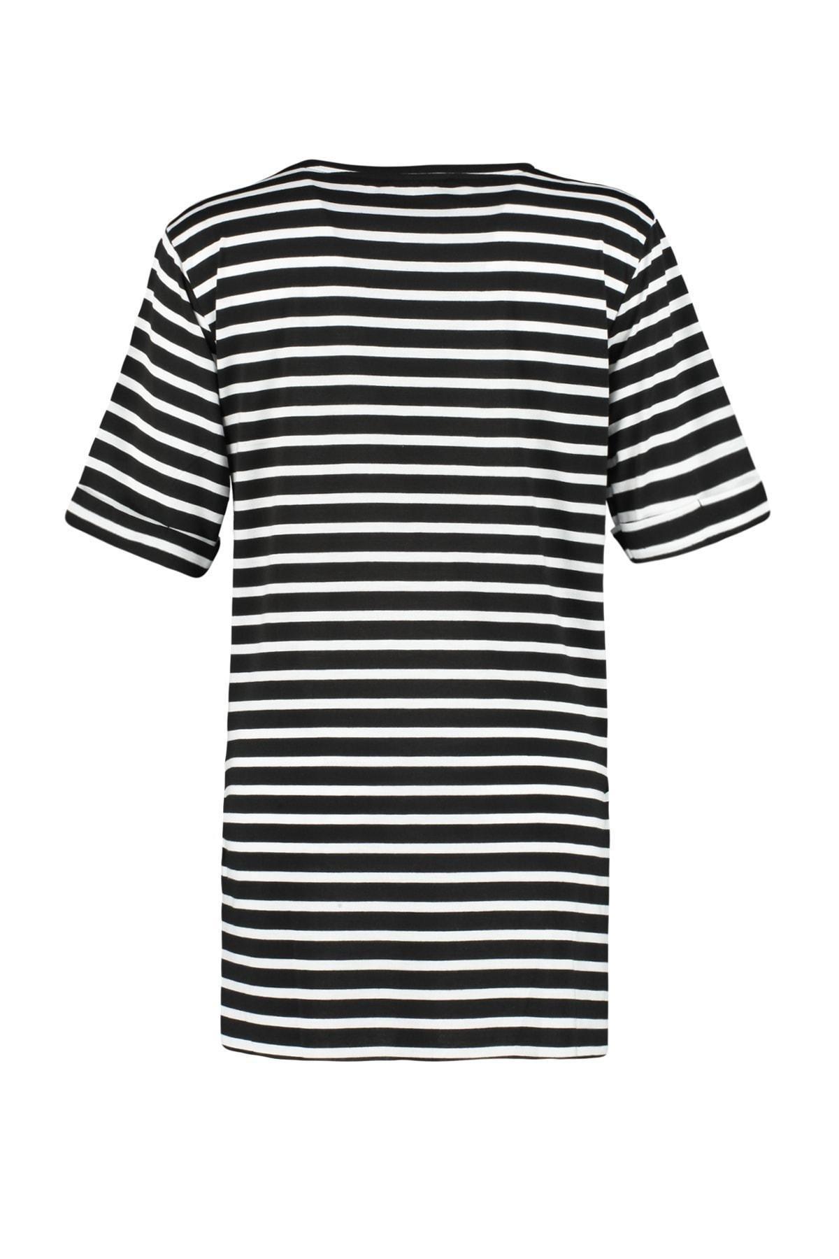 Trendyol - Black Striped Long Tshirt