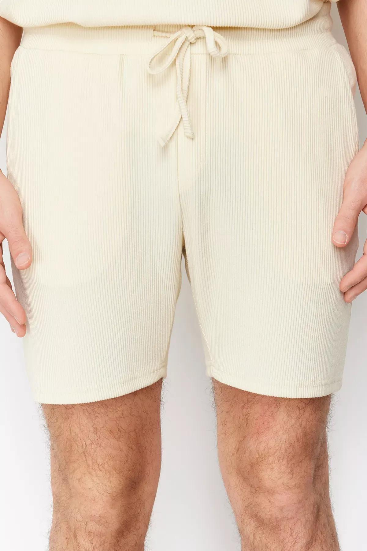 Beige Regular Cut Shorts, Ecru, large image number 3