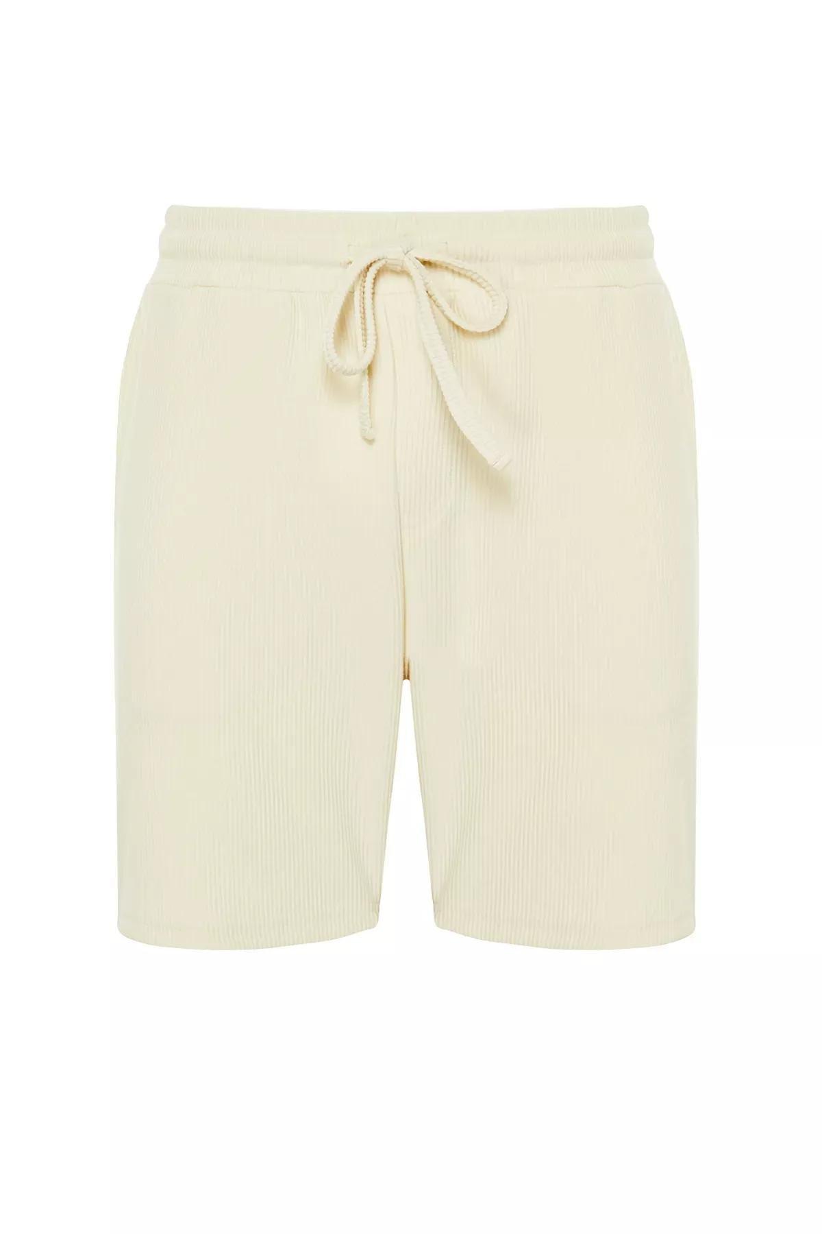 Beige Regular Cut Shorts, Ecru, large image number 5