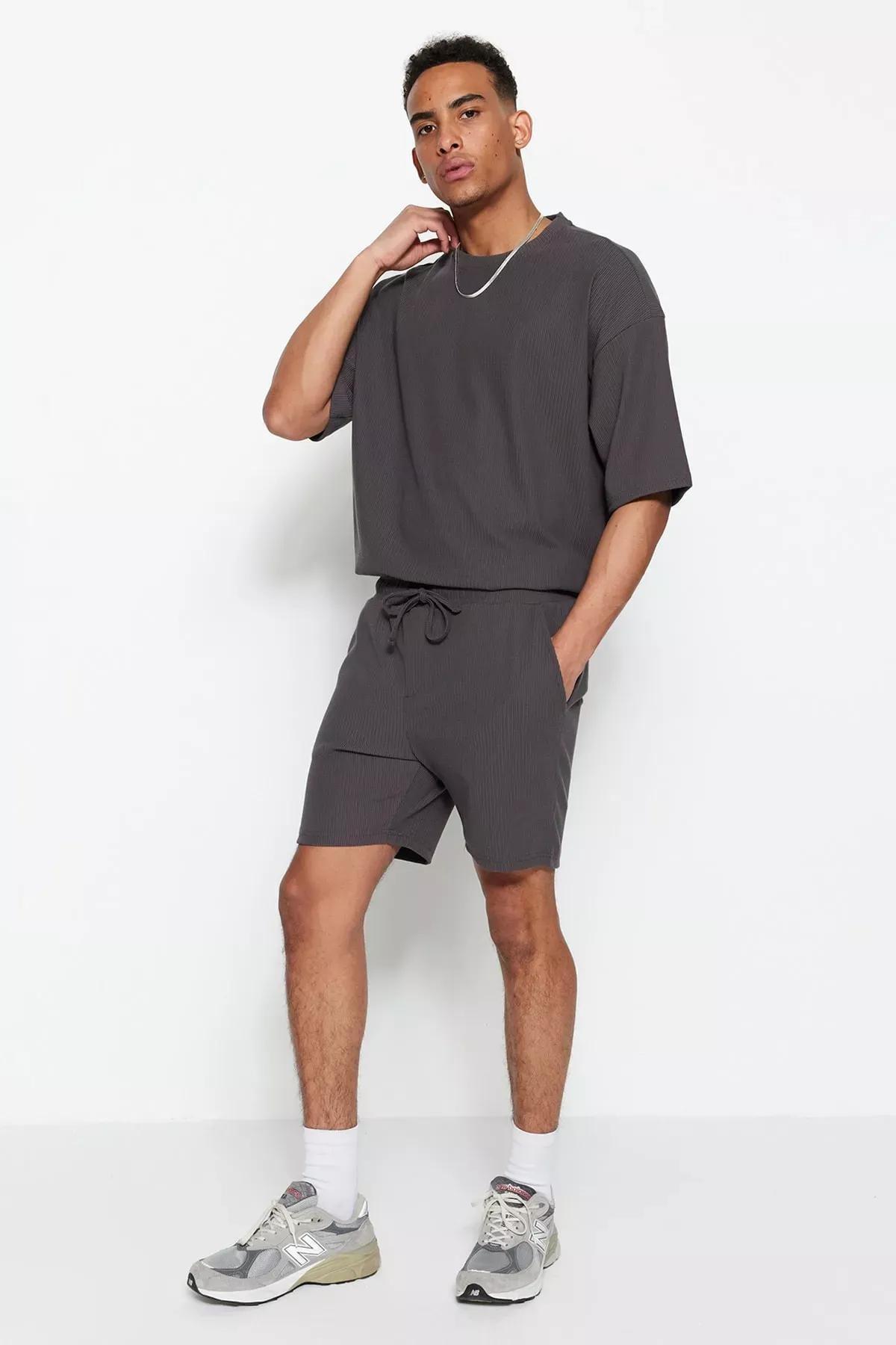 Grey Straight Shorts, Gray, large image number 0