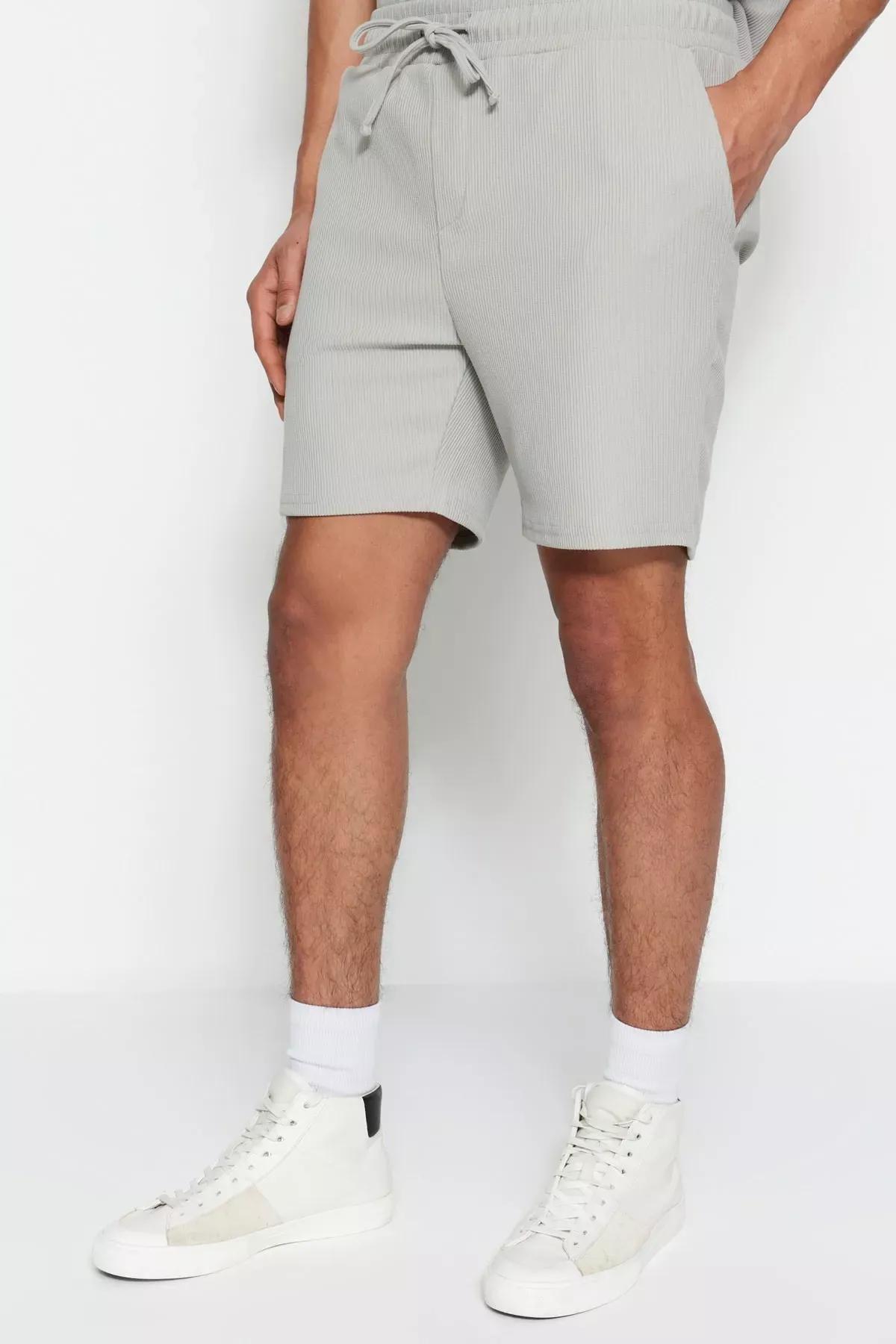 Grey Straight Shorts, Gray, large image number 1