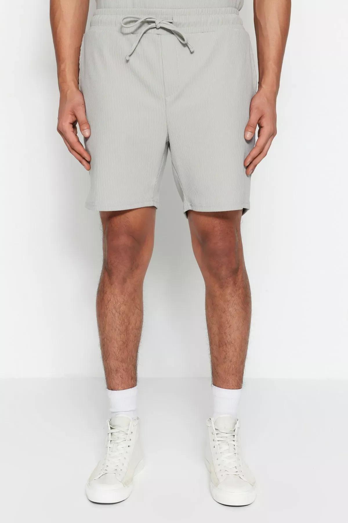 Grey Straight Shorts, Gray, large image number 6