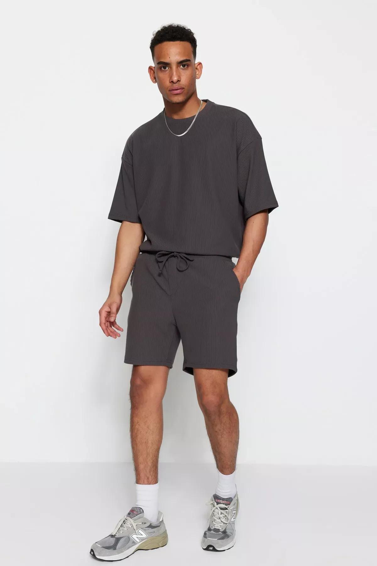 Grey Straight Shorts, Gray, large image number 7