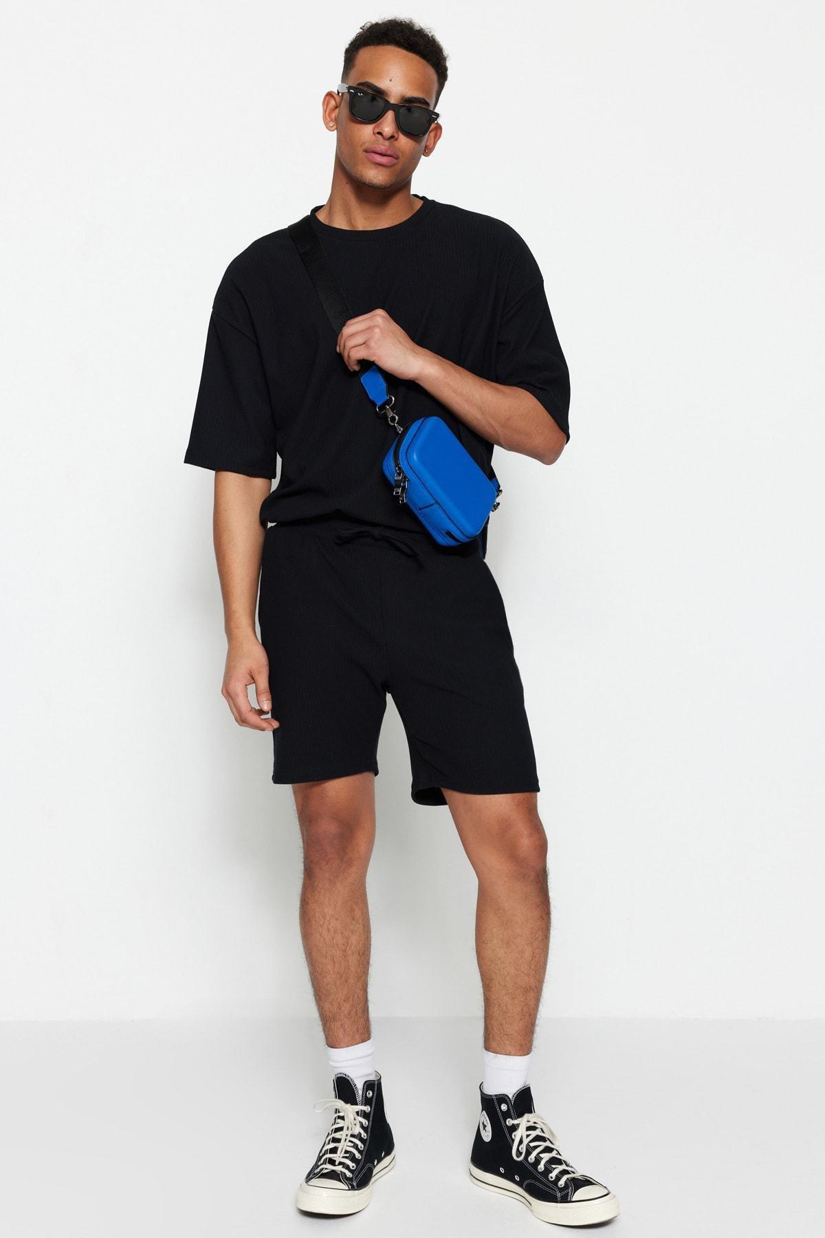 Black Straight Shorts, , large image number 0