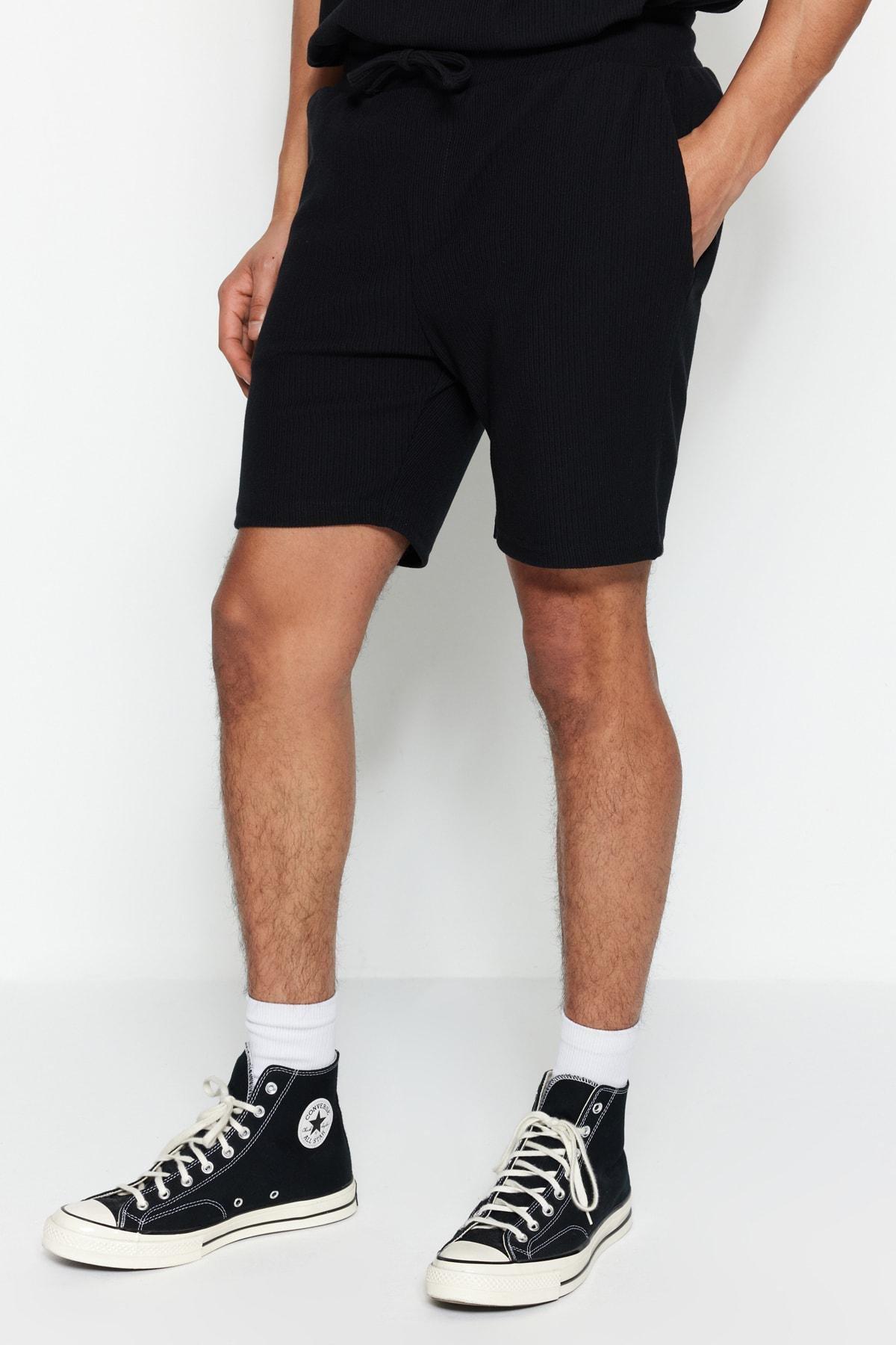 Black Straight Shorts, , large image number 1