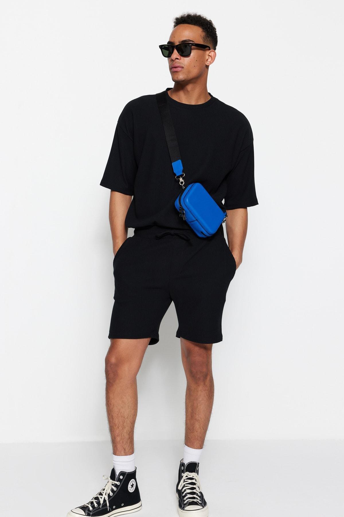 Black Straight Shorts, , large image number 3