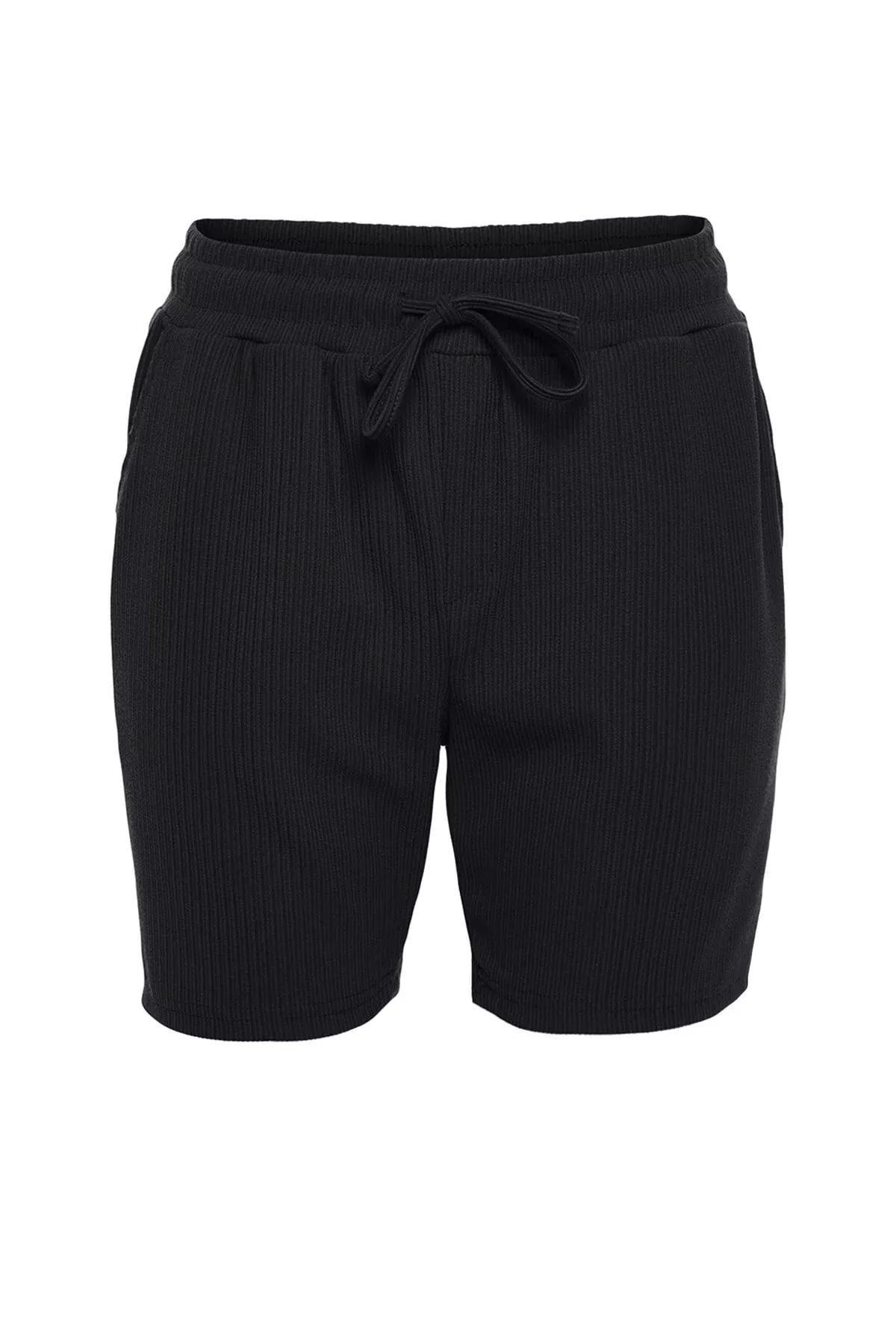 Black Straight Shorts, Black, large image number 5