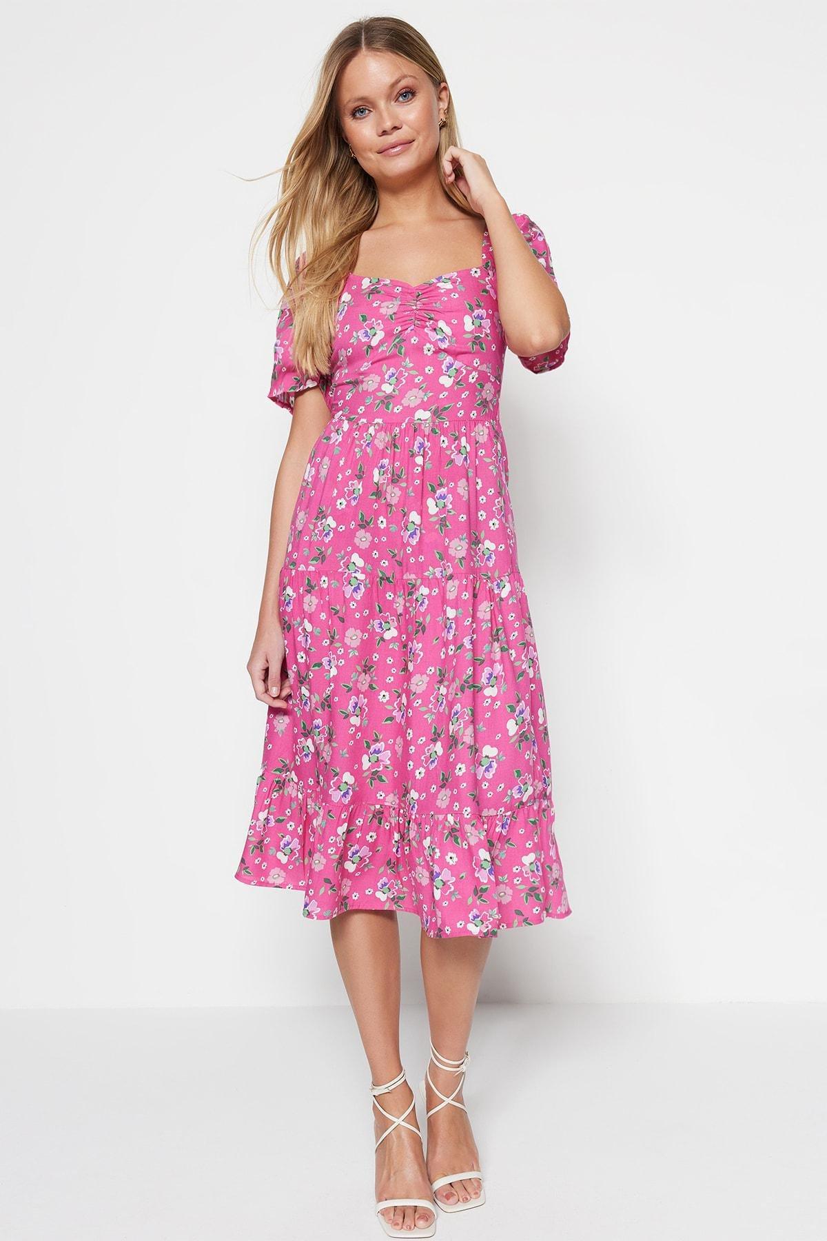 Pink A-Line Floral Dress, , large image number 2