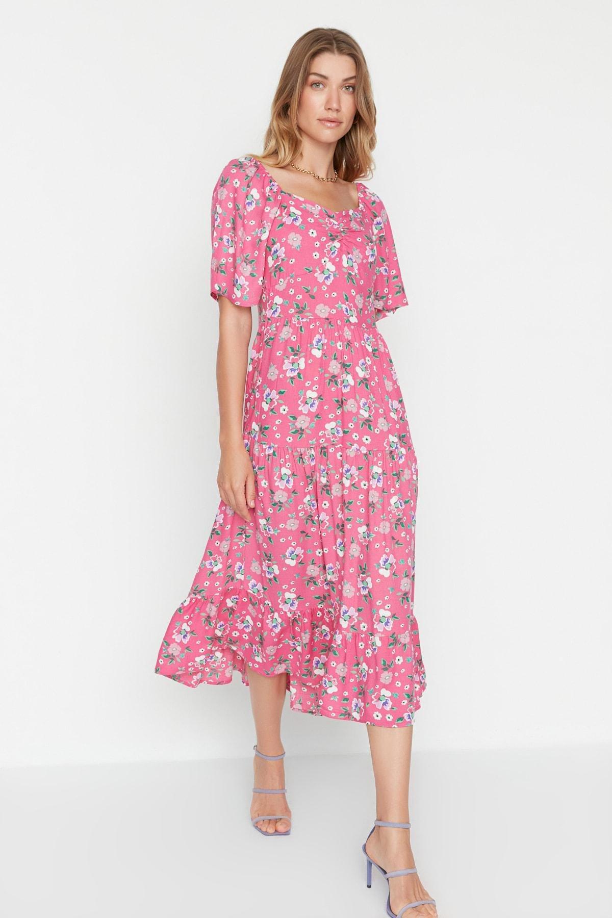 Pink A-Line Floral Dress, , large image number 3