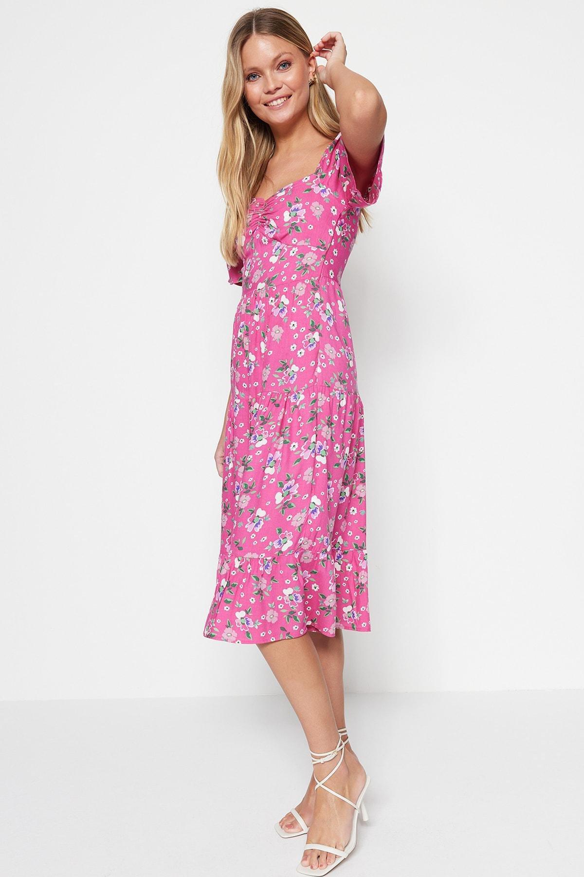 Pink A-Line Floral Dress, , large image number 4