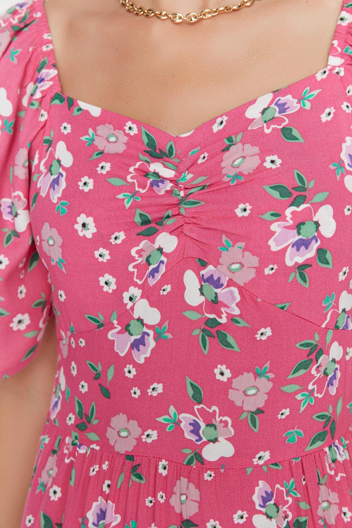 Pink A-Line Floral Dress, , large image number 5