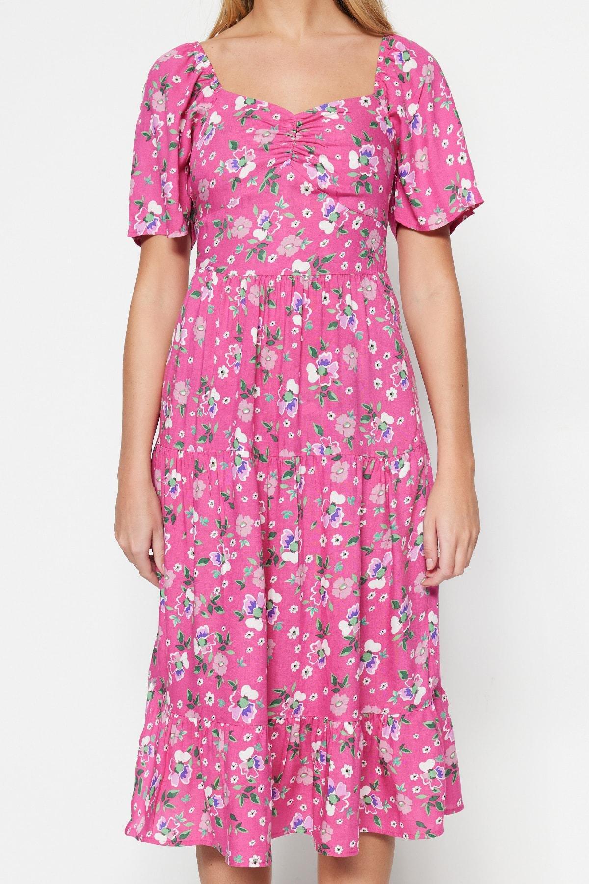 Pink A-Line Floral Dress, , large image number 7