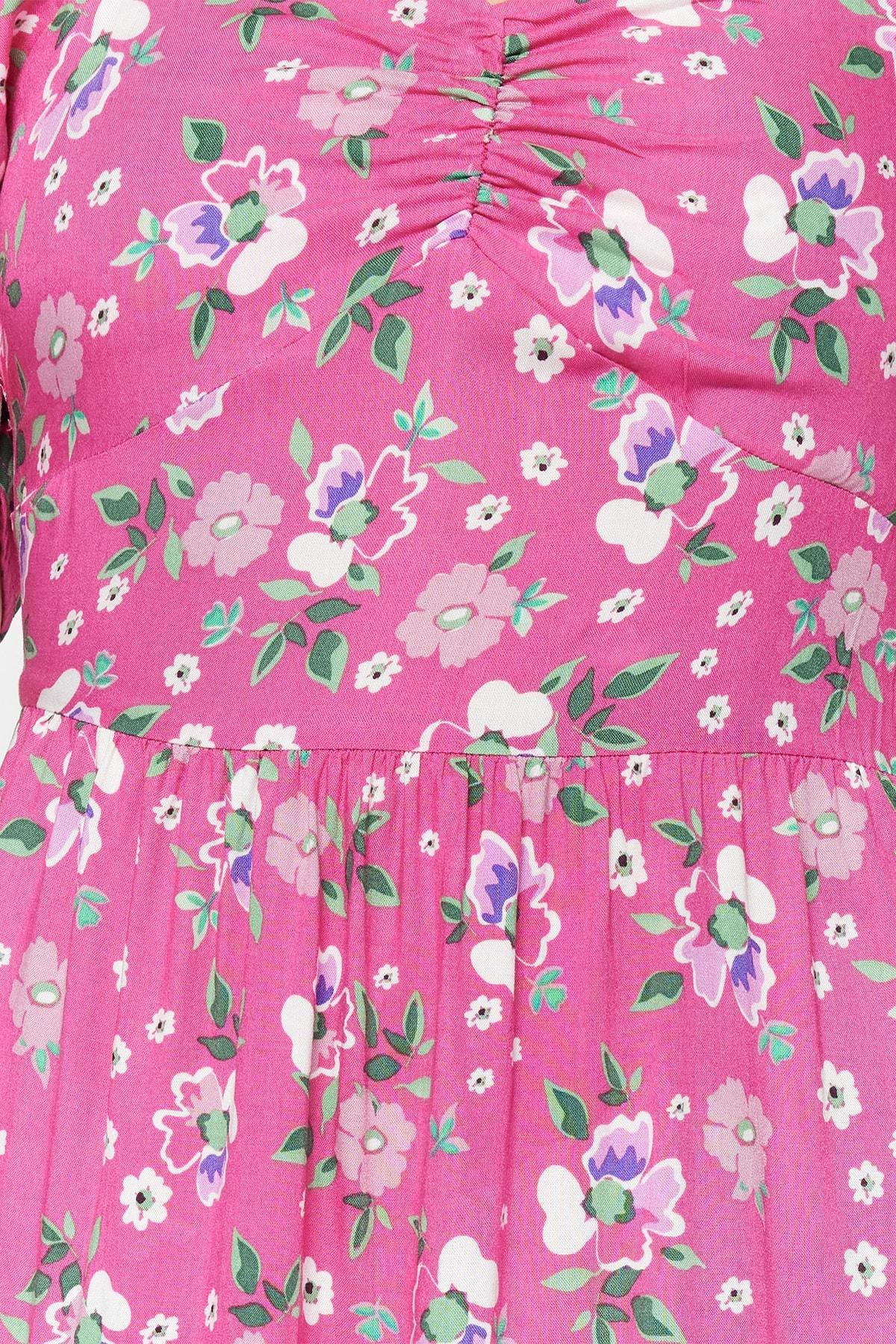Pink A-Line Floral Dress, , large image number 8