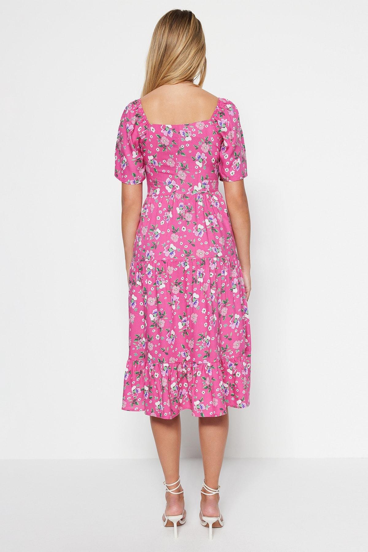 Pink A-Line Floral Dress, , large image number 9