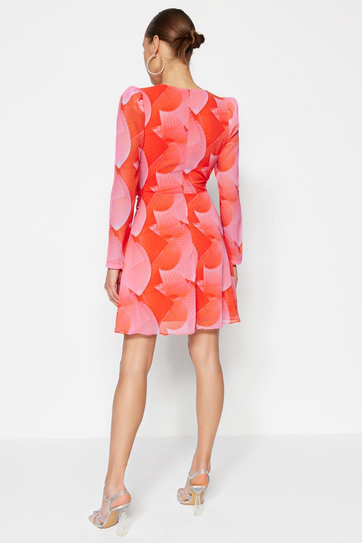 Multicolour Fitted V-Neck Dress, , large image number 5
