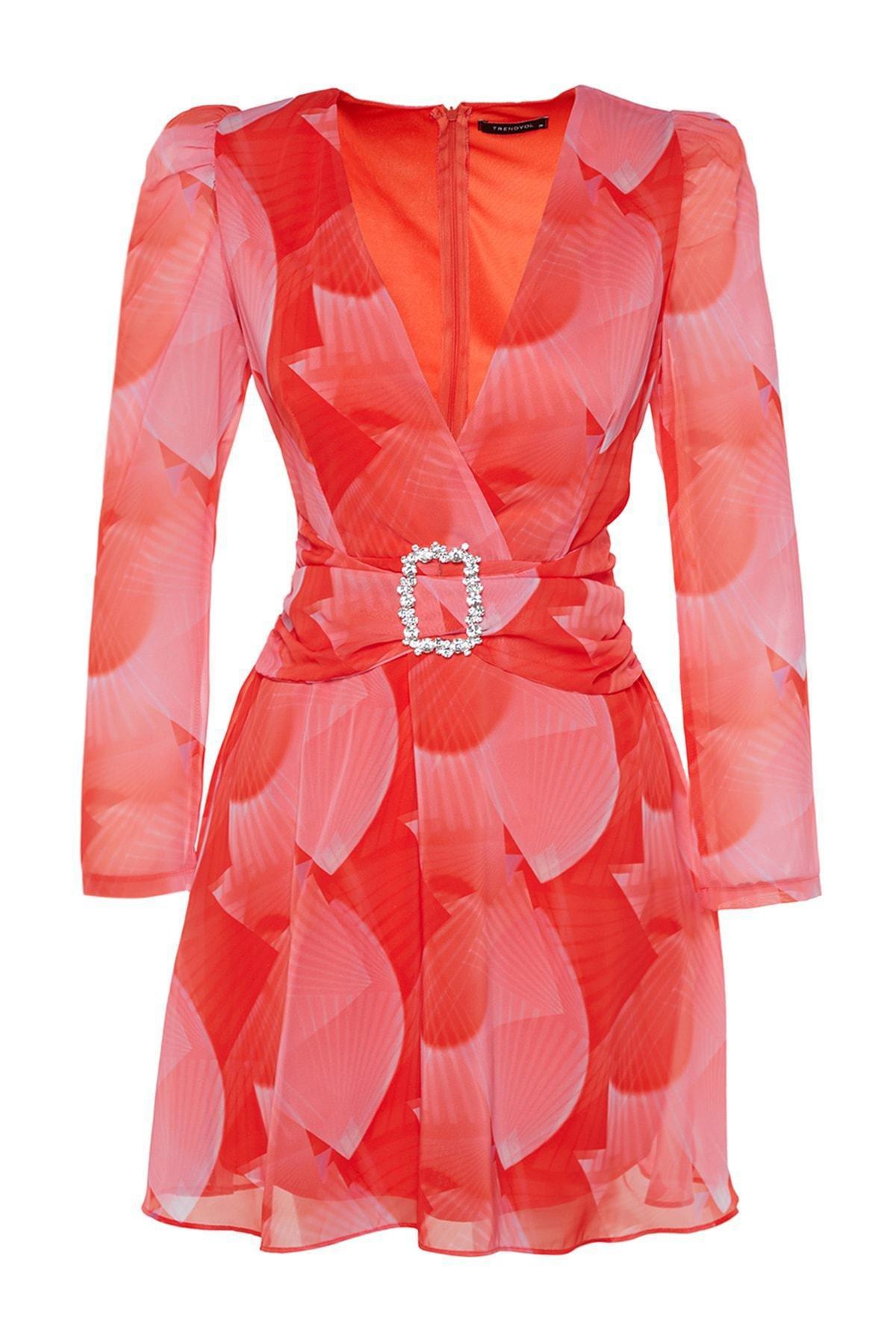 Multicolour Fitted V-Neck Dress, , large image number 7