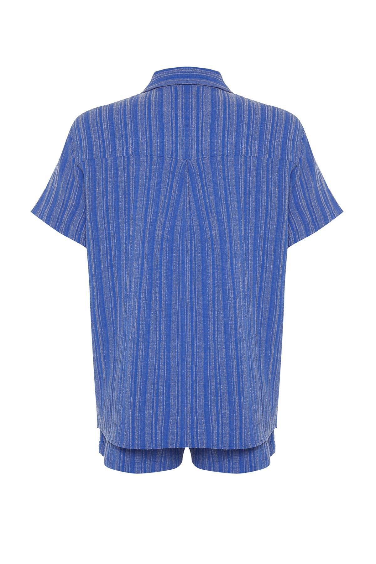 Blue Linen Blend Co-Ord Set, , large image number 7