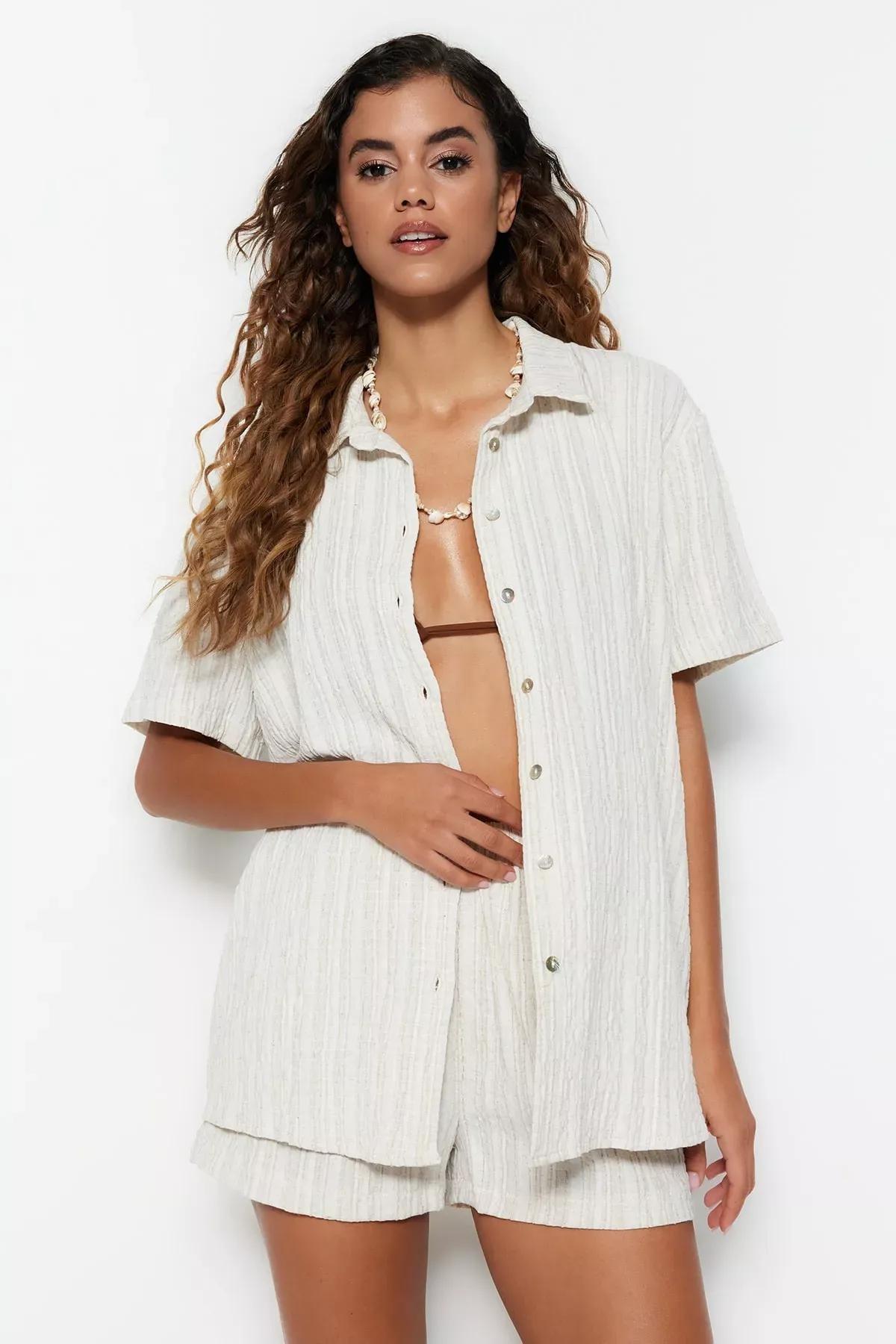 White Oversize Co-Ord Set, Ecru, large image number 3