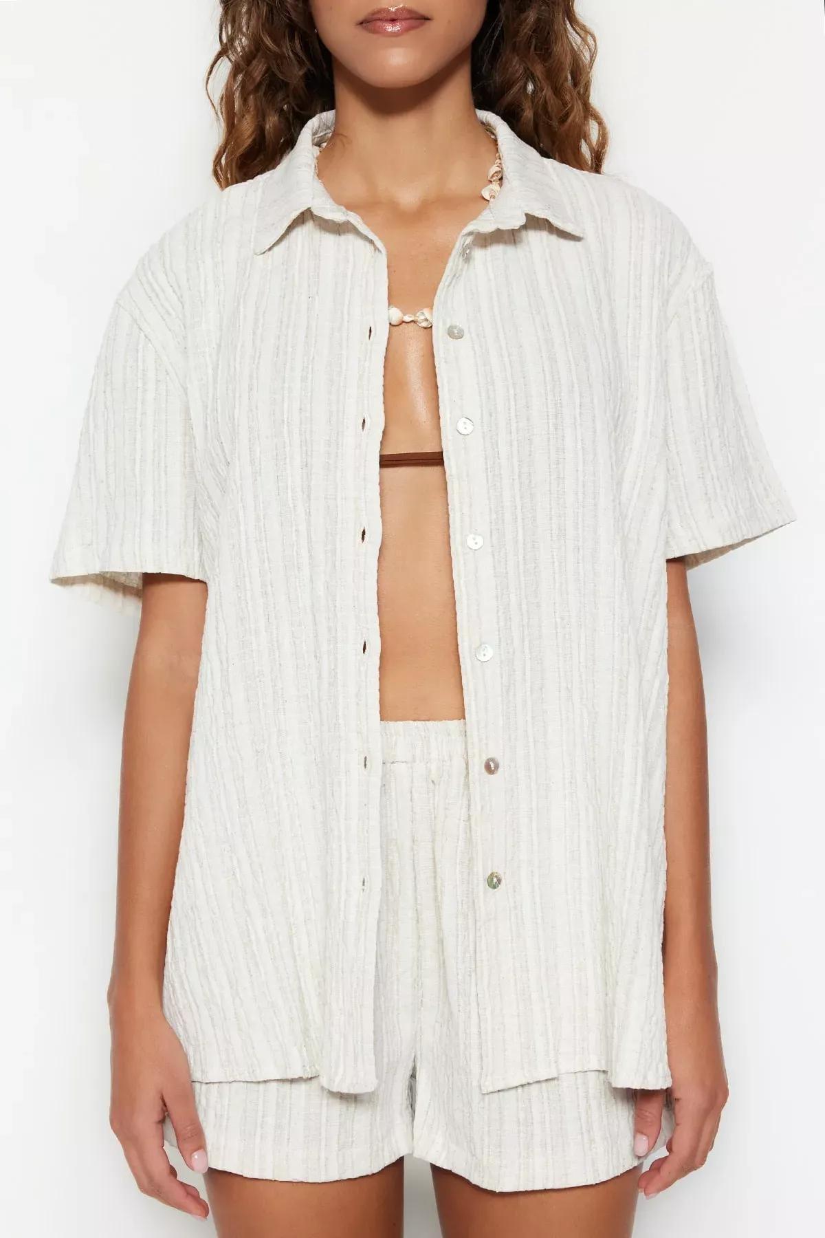 White Oversize Co-Ord Set, Ecru, large image number 4