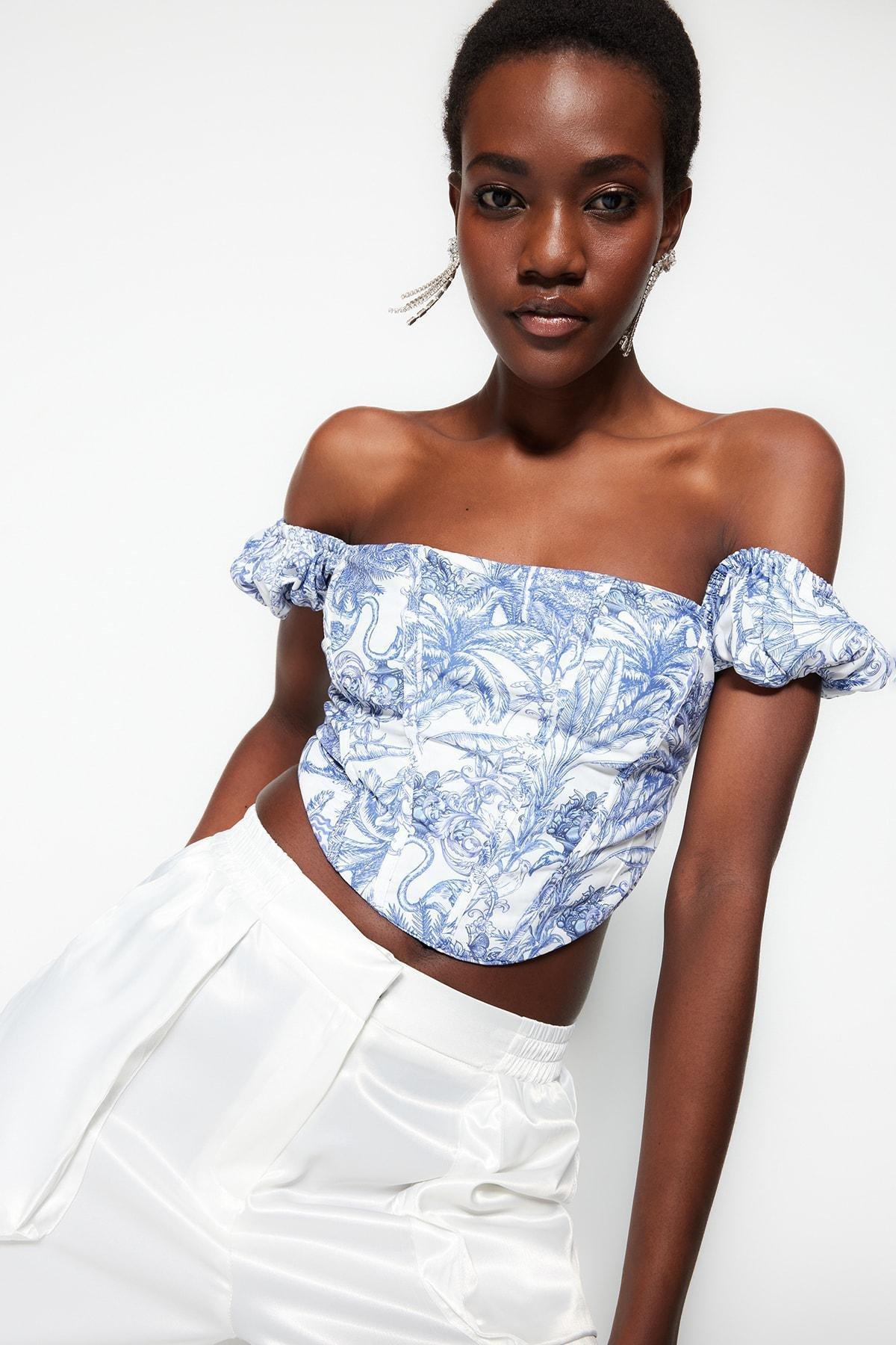 Multicolour Floral Crop Top, , large image number 4