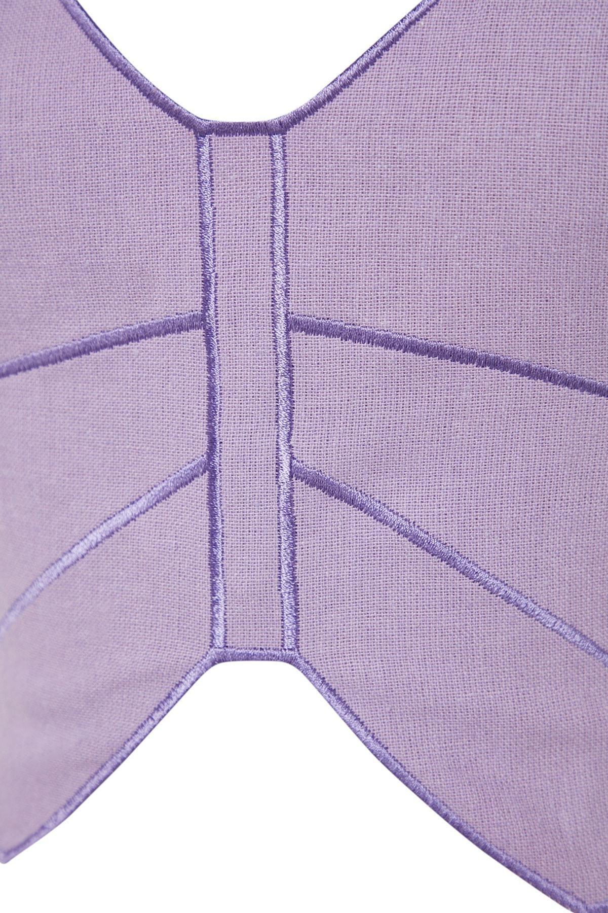 Purple Embroidery Crop Blouse, , large image number 7