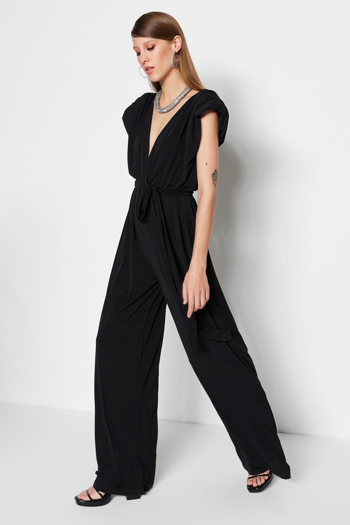 Black Cache-Coeur Jumpsuit, , large image number 1