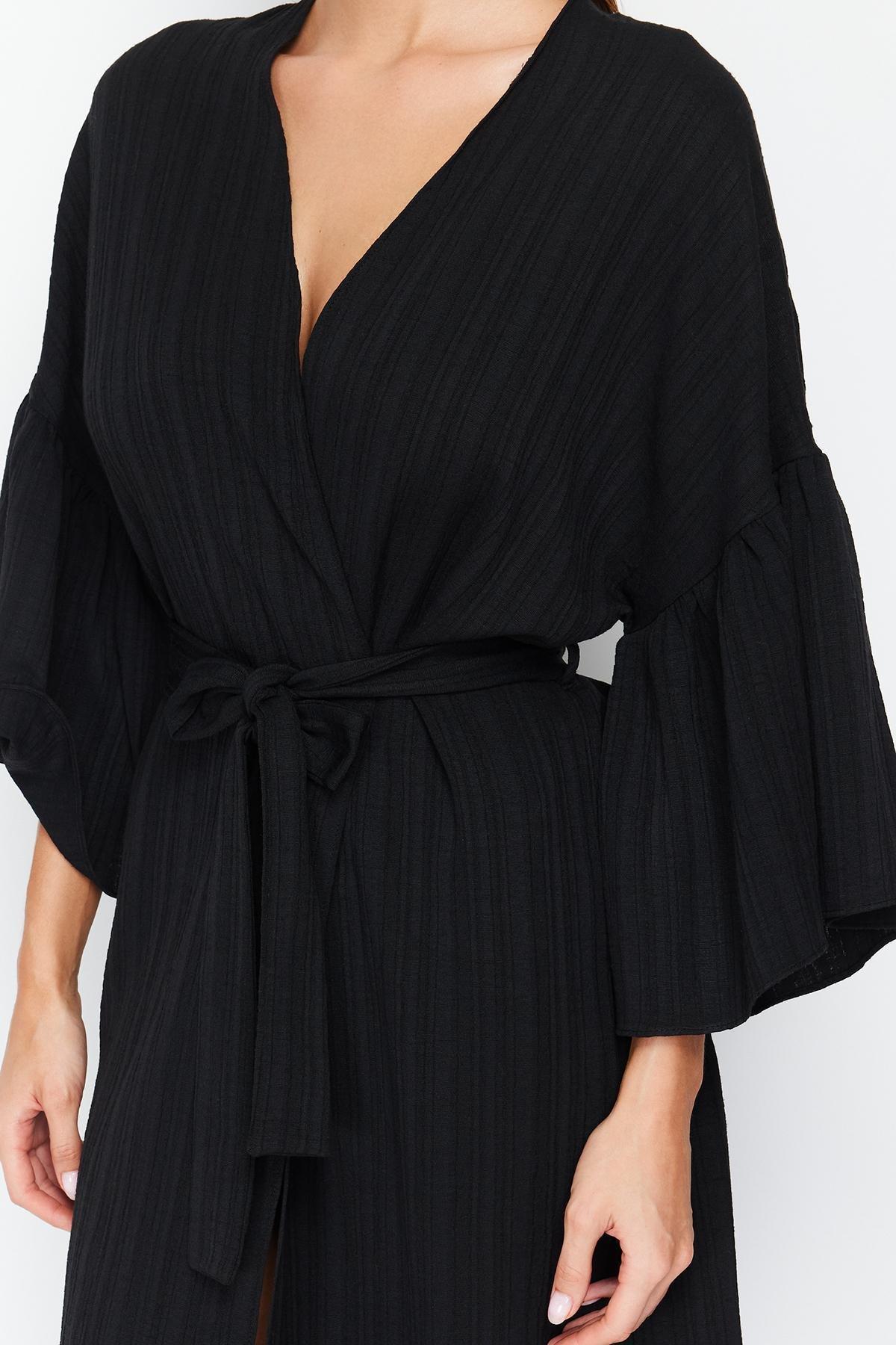 Belted Maxi Blended Kimono, , large image number 4