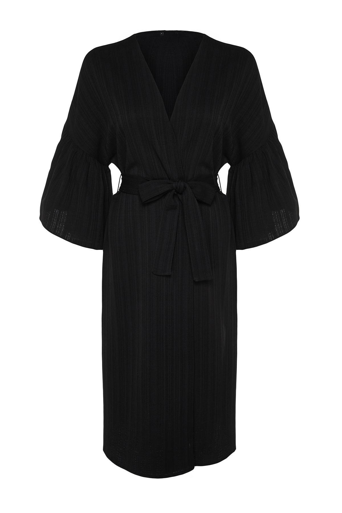 Belted Maxi Blended Kimono, , large image number 5