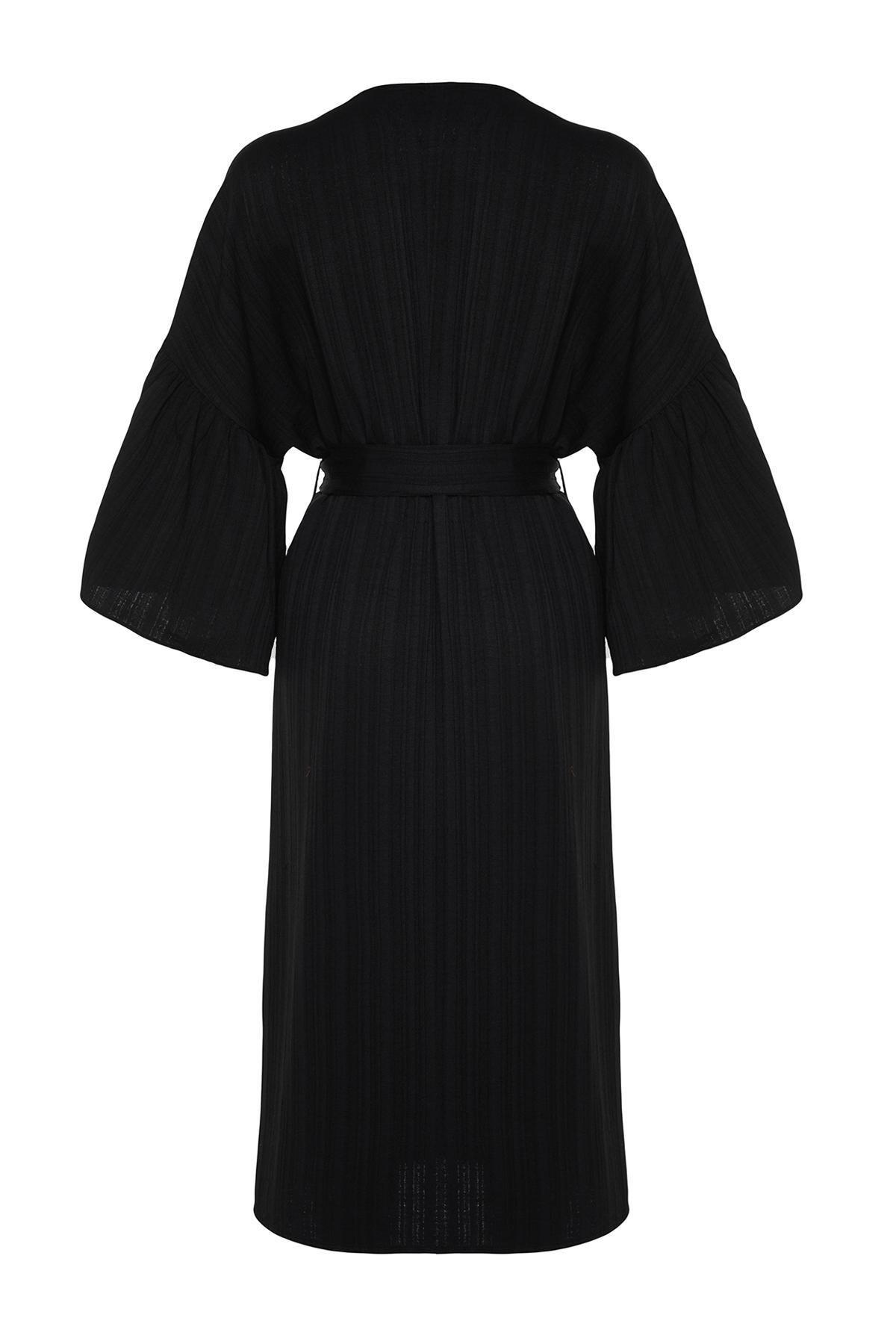 Belted Maxi Blended Kimono, , large image number 7