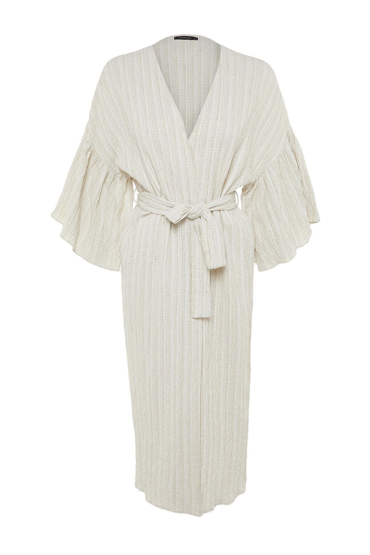 Ruffled Sleeves Belted Kimono, , large image number 6