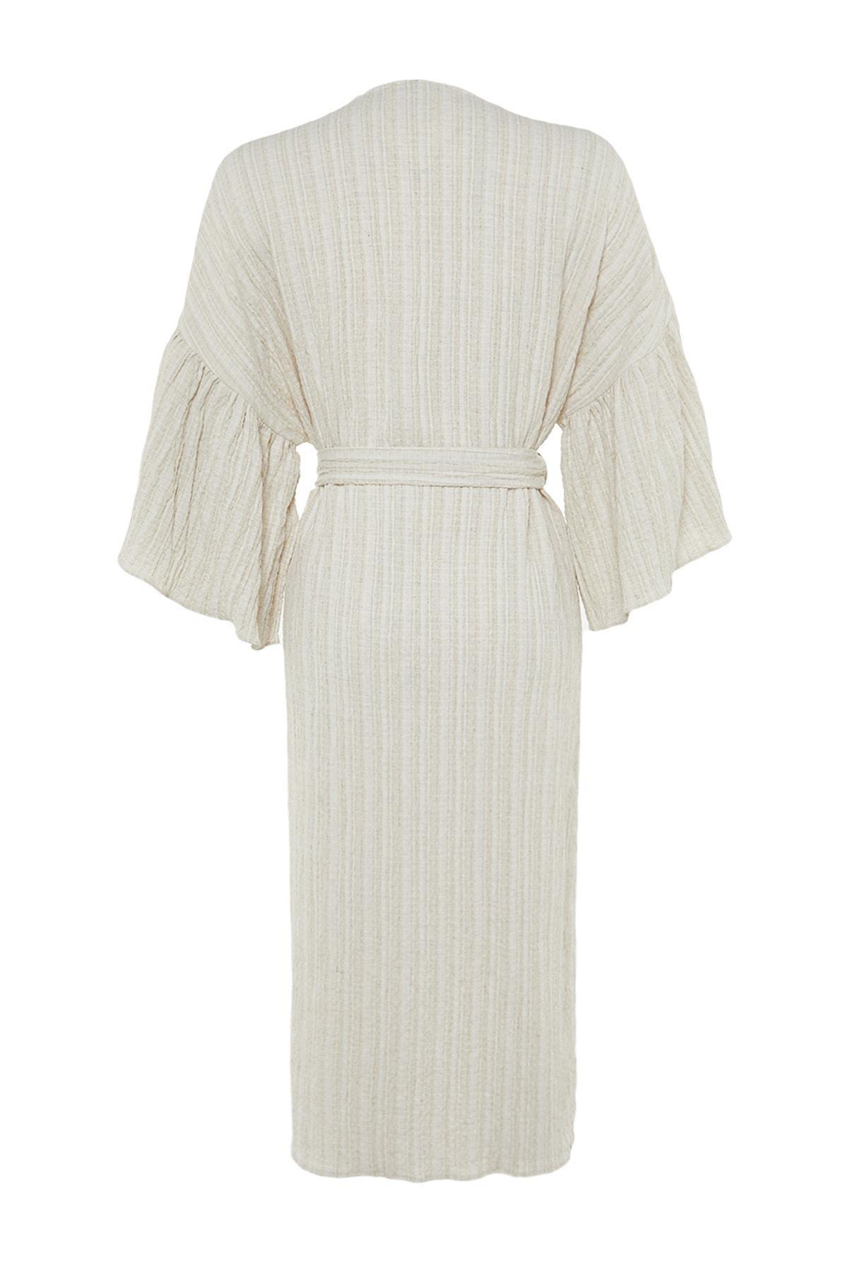 Ruffled Sleeves Belted Kimono, , large image number 7