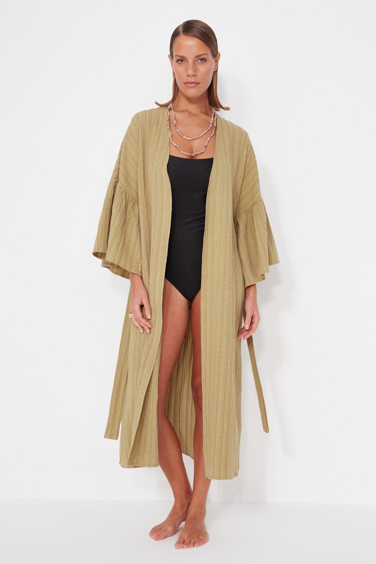 Trendyol - Khaki V-Neck Kimono