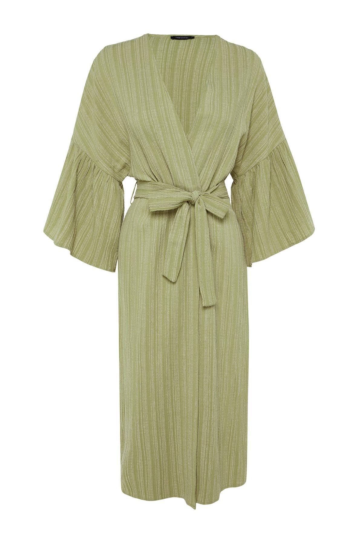 Trendyol - Khaki V-Neck Kimono