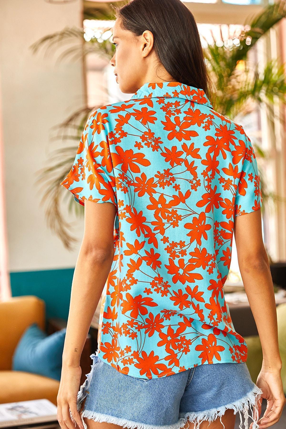 Blue Floral Collared Shirt, , large image number 2