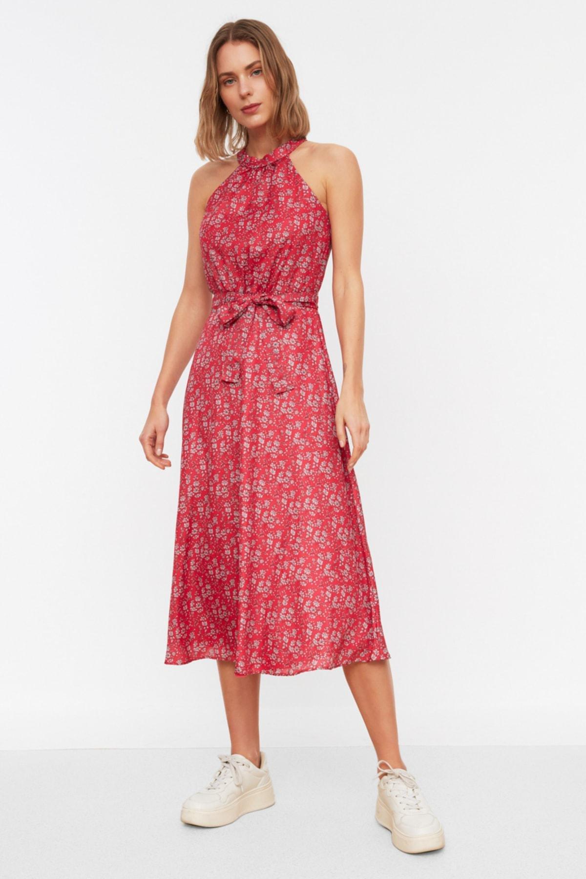 Pink A-Line Floral Dress, , large image number 0
