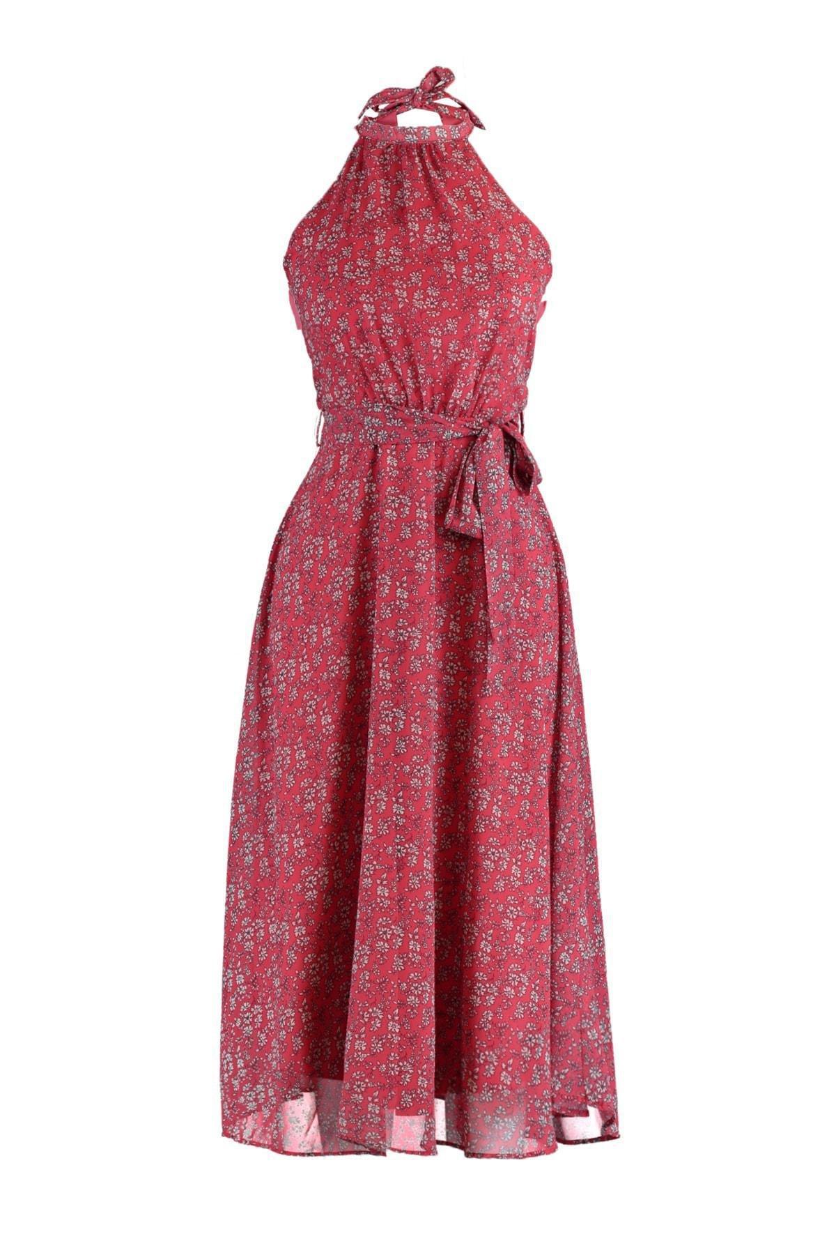 Pink A-Line Floral Dress, , large image number 5