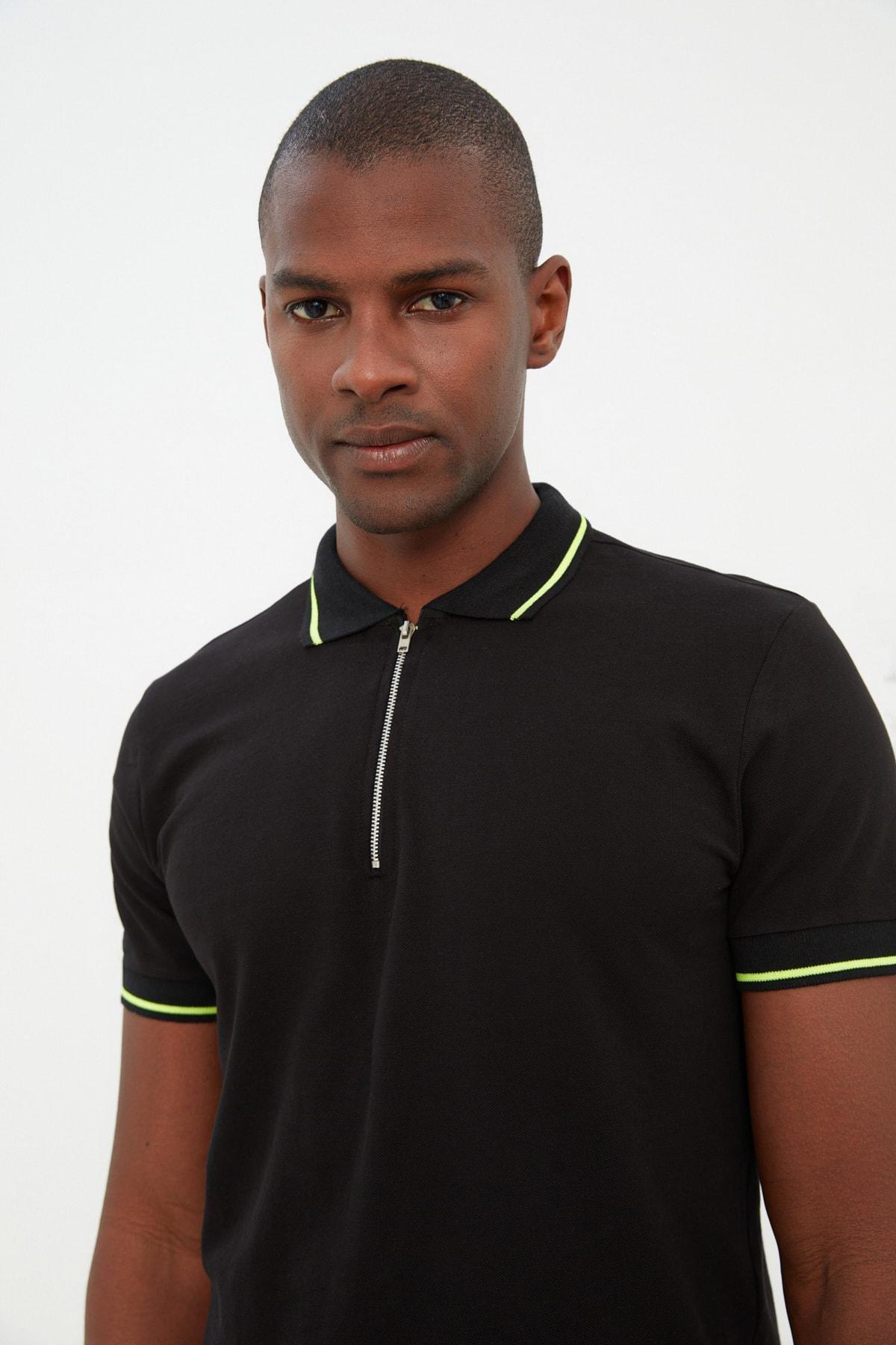 Black Polo Neck Polo T-Shirt, , large image number 0