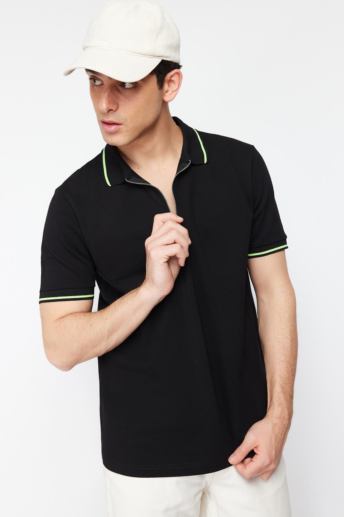 Black Polo Neck Polo T-Shirt, , large image number 1