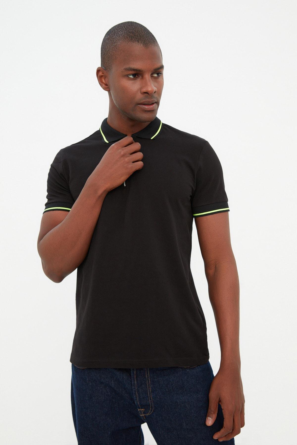 Black Polo Neck Polo T-Shirt, , large image number 2