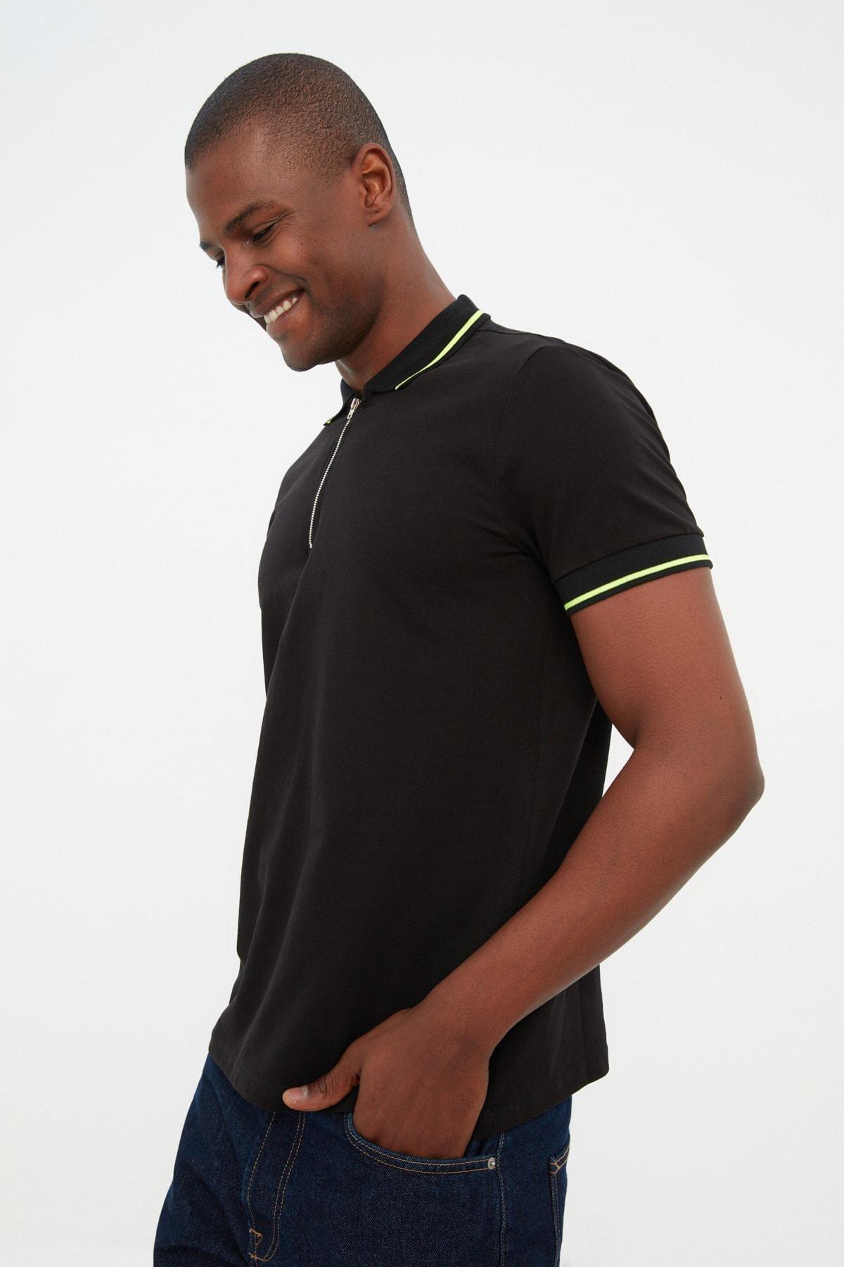 Black Polo Neck Polo T-Shirt, , large image number 4