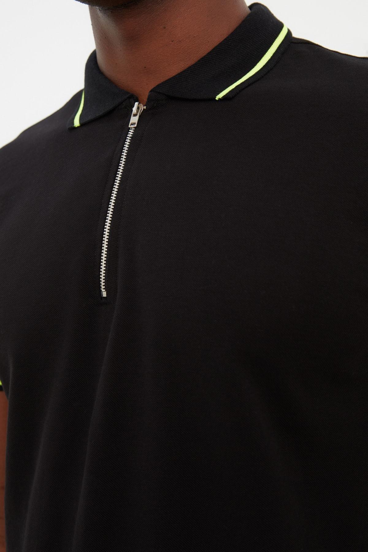 Black Polo Neck Polo T-Shirt, , large image number 6