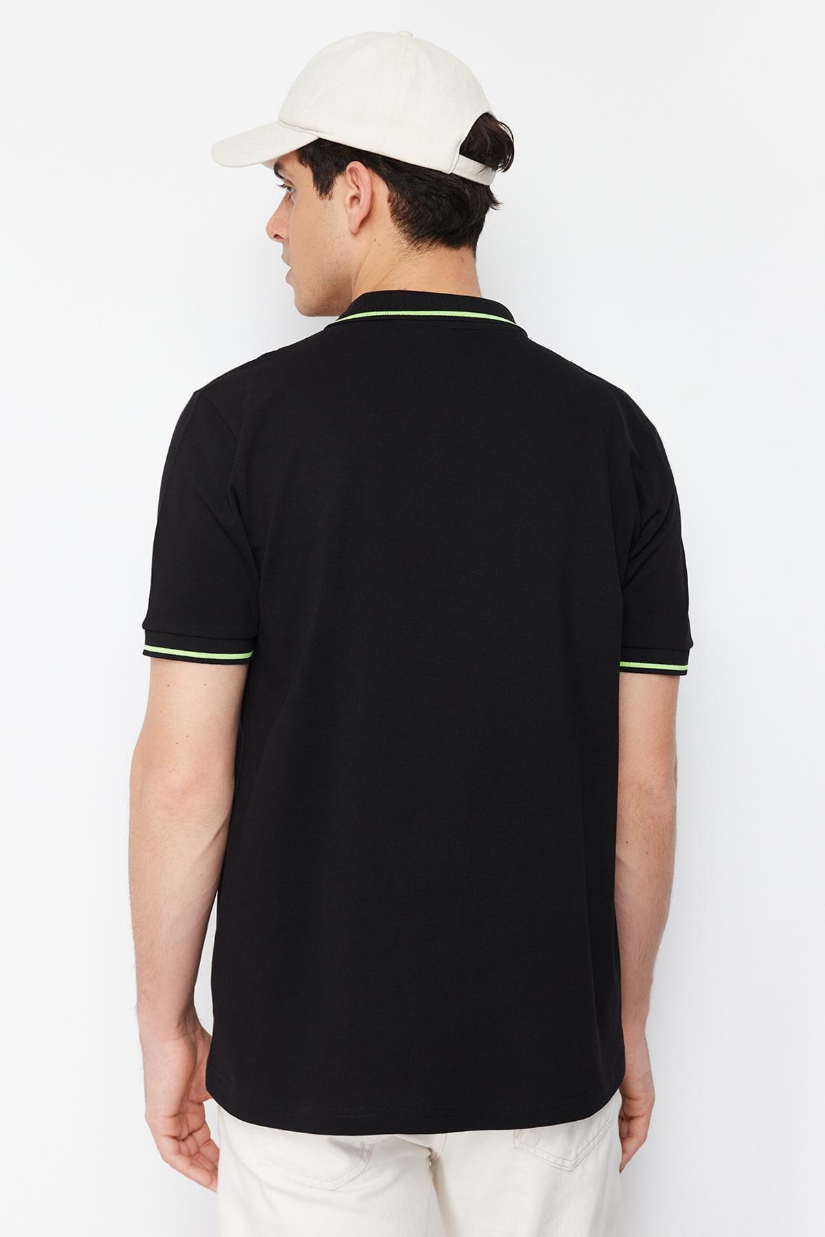 Black Polo Neck Polo T-Shirt, , large image number 7