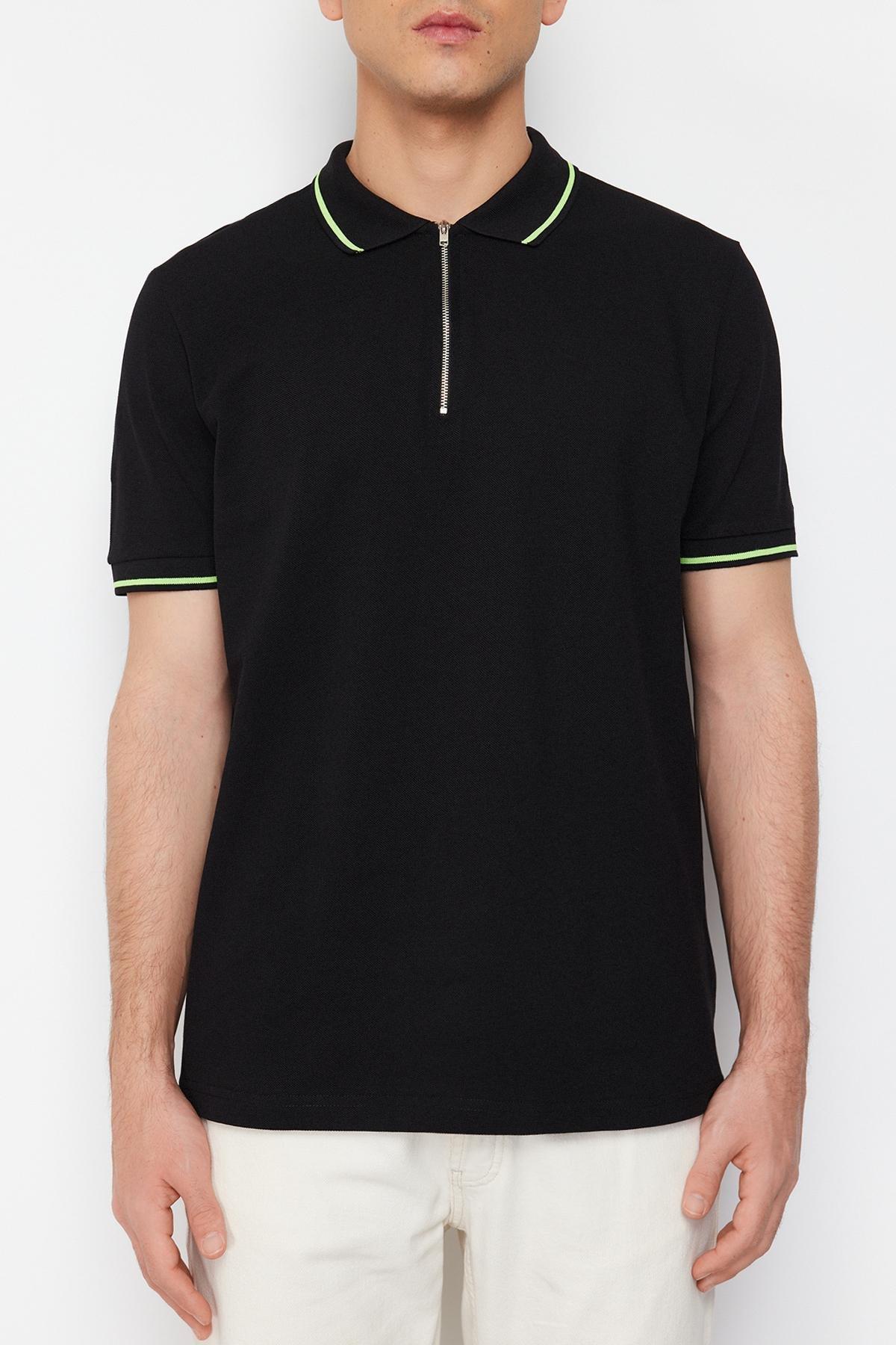 Black Polo Neck Polo T-Shirt, , large image number 9