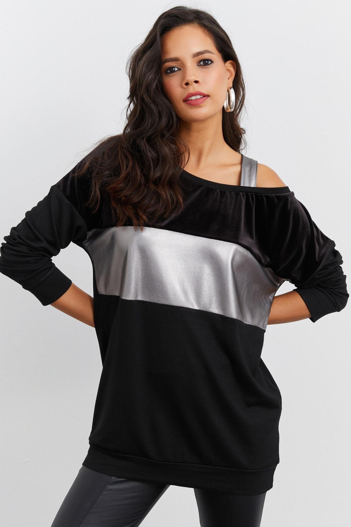 Black Satin Finish Blouse, , large image number 1