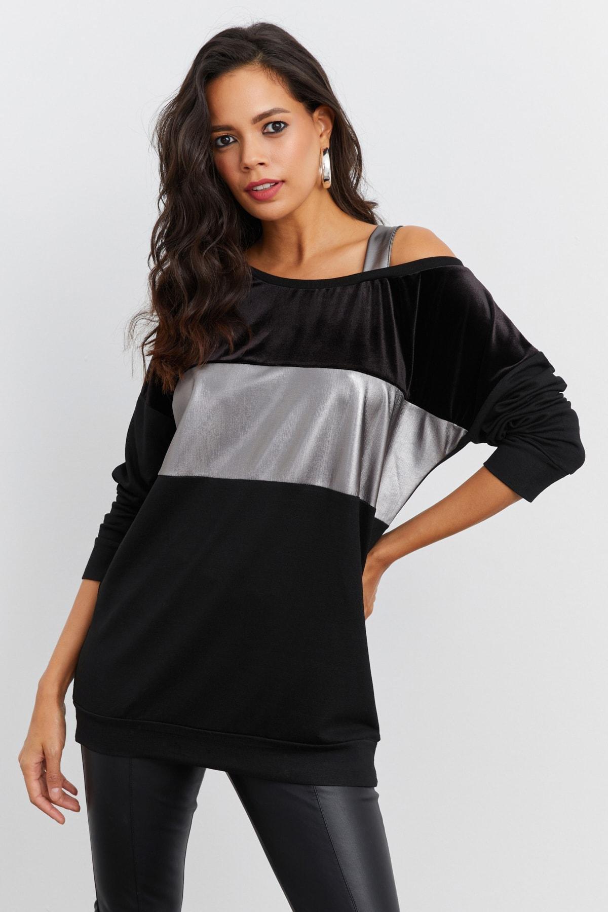 Black Satin Finish Blouse, , large image number 2