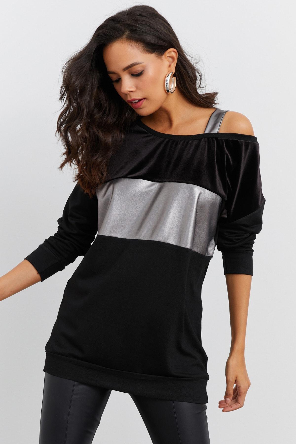Black Satin Finish Blouse, , large image number 3