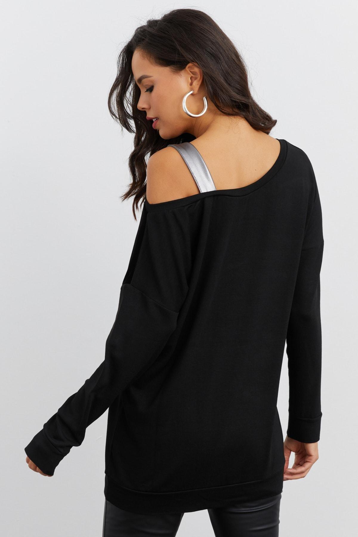 Black Satin Finish Blouse, , large image number 6