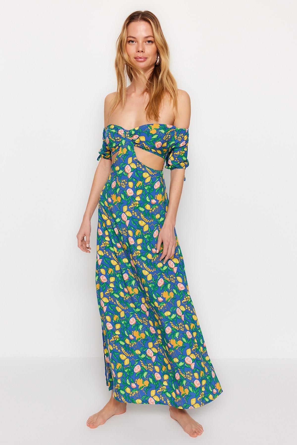 Multicolour A-Line Tropical Dress, , large image number 1